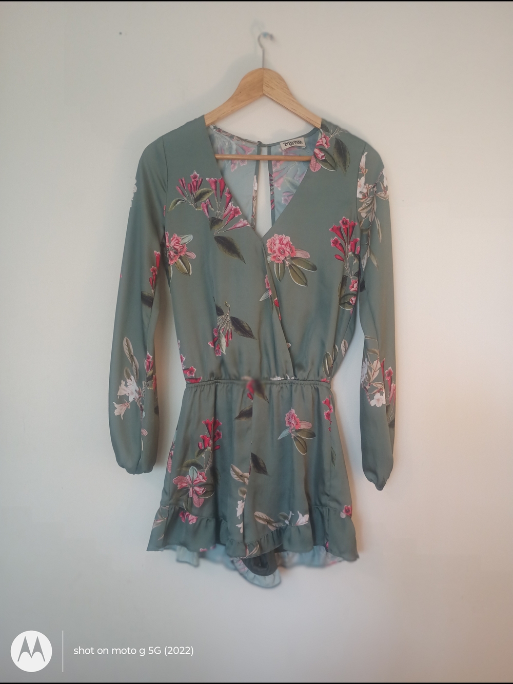 Show Me Your Mumu Olive Green Floral Romper. Size XS